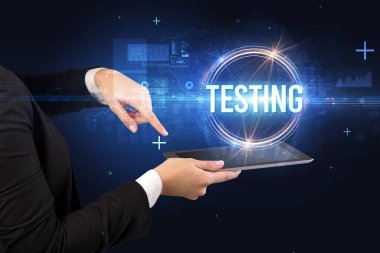 Dokunmatik ekran yakın plan, yeni teknoloji konsepti