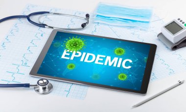 Yazılı bir tablet pc 'nin yakın görüntüsü