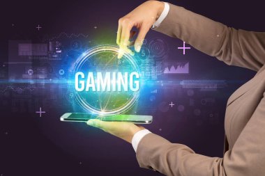 Dokunmatik ekran yakın plan, yeni teknoloji konsepti