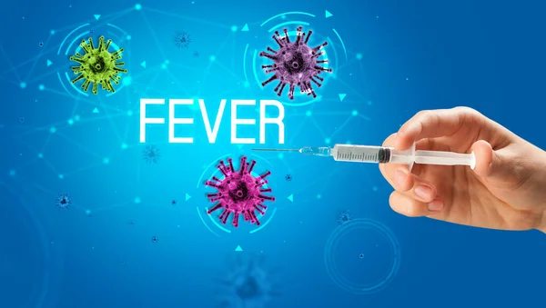 Sprøjte, medicinsk injektion i hånden, coronavirus vaccine koncept - Stock-foto