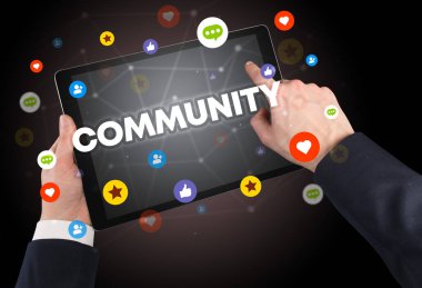 Dokunmatik ekran, sosyal medya konseptine yakın çekim