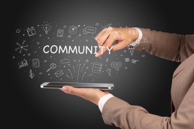 Dokunmatik ekran, sosyal medya konseptine yakın çekim