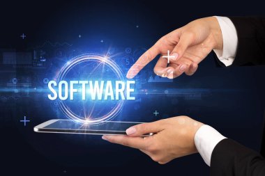 Dokunmatik ekran yakın plan, yeni teknoloji konsepti