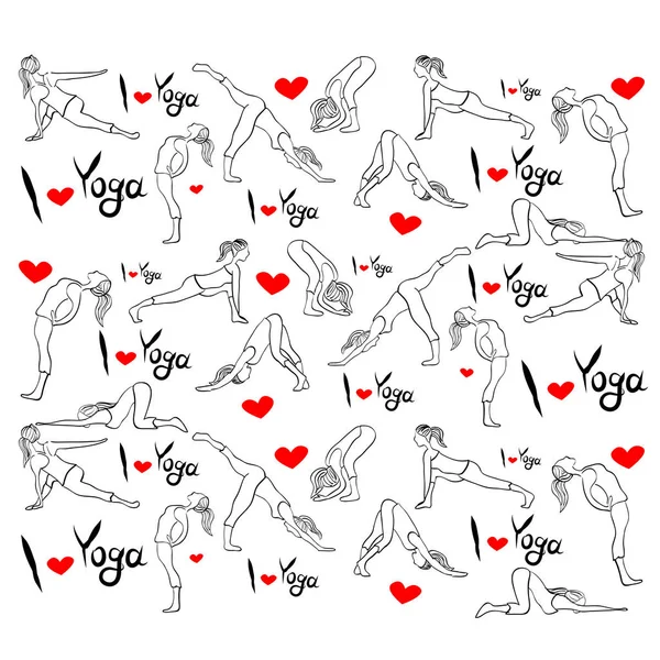 ¡Me encanta el yoga! Patrón — Vector de stock