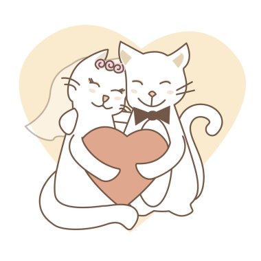 Cats damat ve gelin. Düğün kedi
