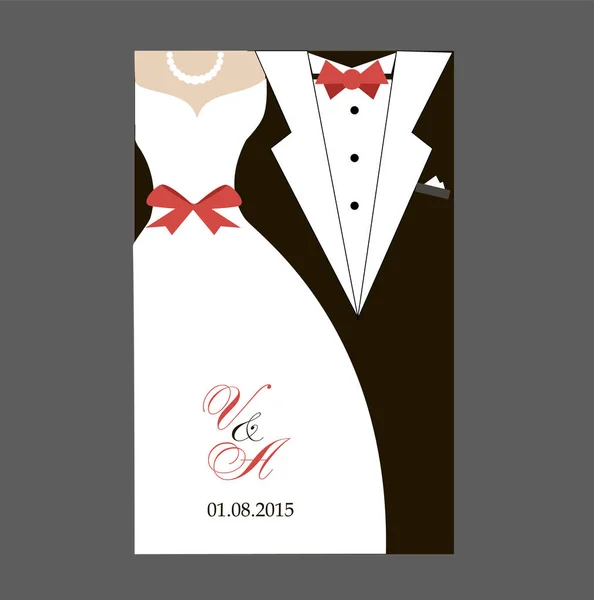 Bruid en bruidegom bruiloft uitnodiging — Stockvector