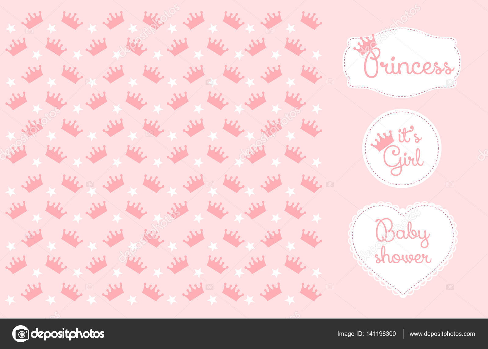 Ilustração em vetor fundo de coroa de princesa rosa 
