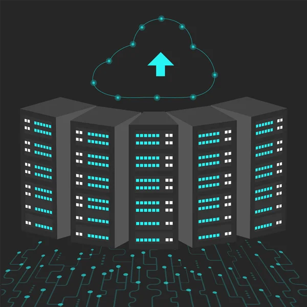 Η σύνδεση στο Cloud κέντρο δεδομένων. — Διανυσματικό Αρχείο