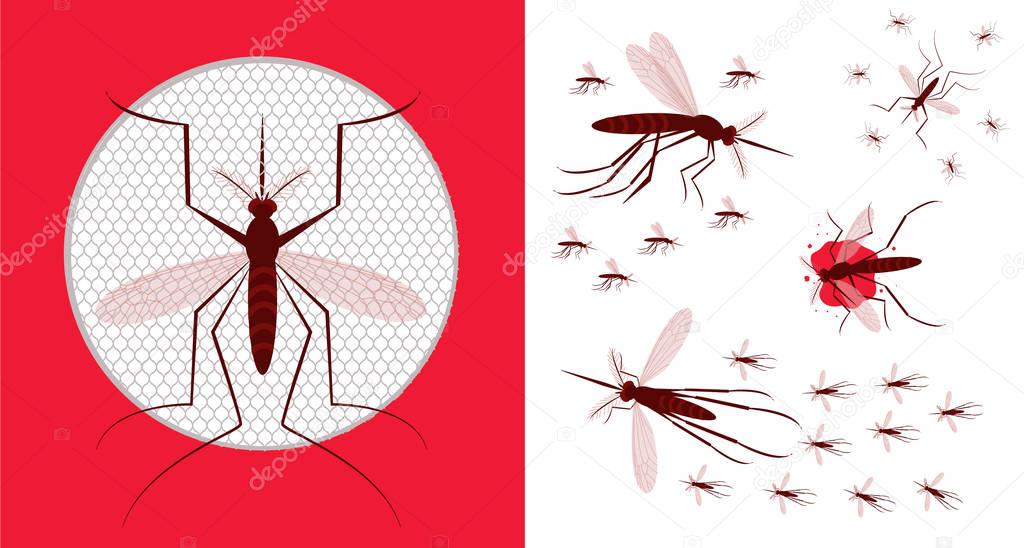 Mosquito net icon. Flock of gnat