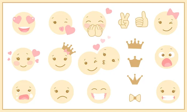 Set of cute pastel emoticons. — Stock Vector