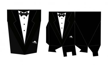 Smokin - kare kapak ile ambalaj yazdırılabilir. Damat - Düğün iyilik kutusu. Hızlı ve kolay katlanmış. Blueprint kağıt şablonu. 