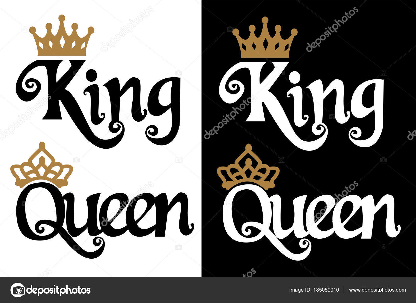 King and queen couple t shirts gold crown