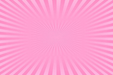 Pembe gül ışığı arka planda güneş ışınlarıyla parlıyor. Davetiye kartı şablonu (parti doğum günü daveti). Çizgi roman sirk posteri Bg. Yavrum. Sahne arkası afişi. Havalı çizgili güneş. Tatlı romantik pop sanatı