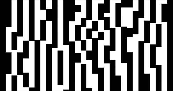 Black White Background Random Moving Pixelated Stripes Seamless Looped Geometric — Stock Video