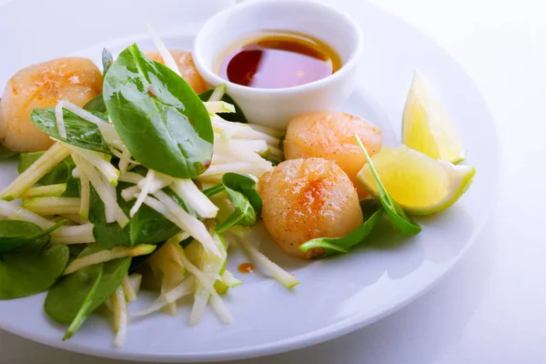 Salada de vieira com vegetação — Fotografia de Stock