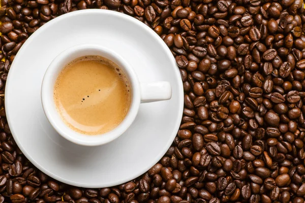 Taza de café y frijoles — Foto de Stock