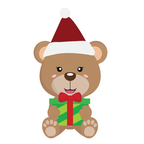 Urso ícone de Natal — Vetor de Stock