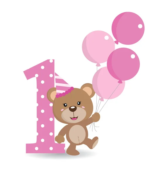 Happy birthday bear — Stock Vector