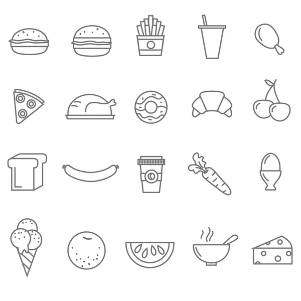 Línea de alimentos iconos conjunto de 20 — Vector de stock