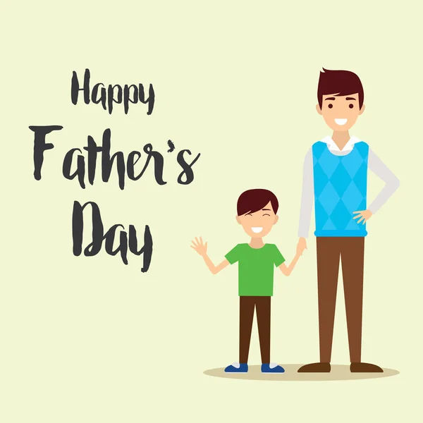 Ημέρα του πατέρα ευτυχισμένη, γιος του κρατώντας το χέρι του μπαμπά — Διανυσματικό Αρχείο