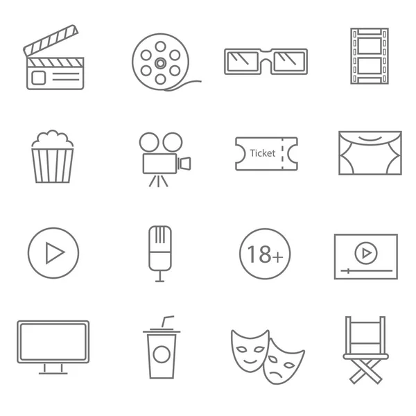 Films platte lijn icons set — Stockvector