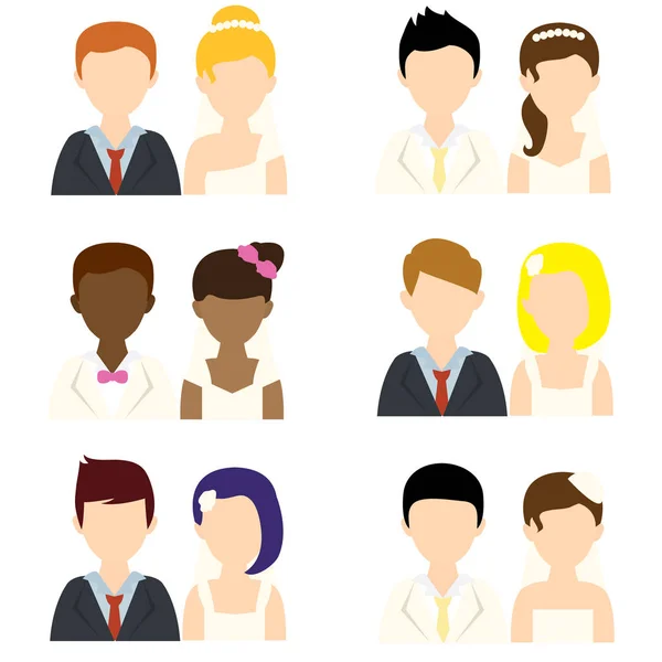 Personas de la boda iconos planos — Archivo Imágenes Vectoriales