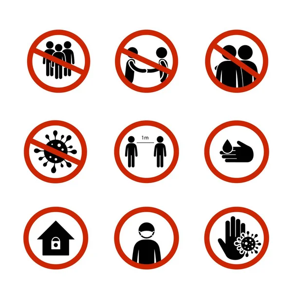 Social Distancing Safety Precaution Signs Pandemic Outbreak — Stock Vector