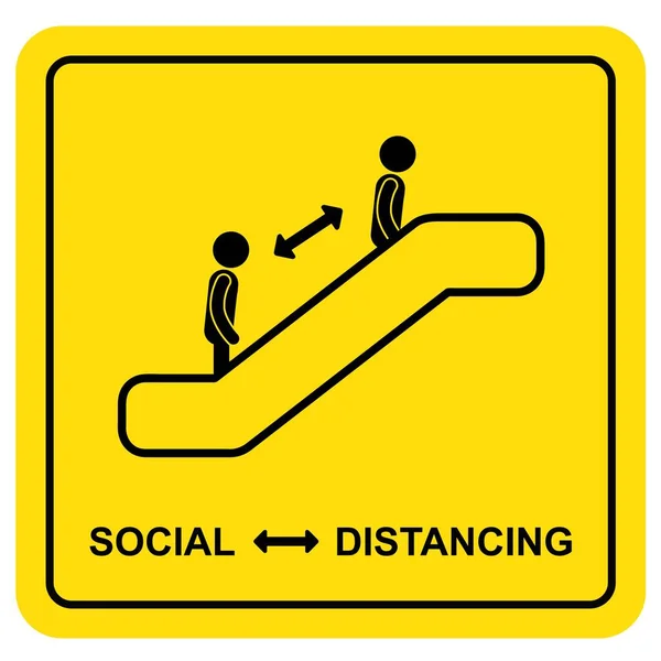 Social Distancing Sign Escalator — Stock Vector