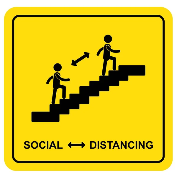 Social Distancing Sign Staircase — Stock Vector