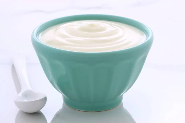 Vintage plain yogurt — Stock Photo, Image