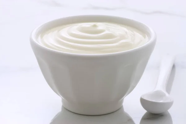 Vintage plain yogurt — Stock Photo, Image