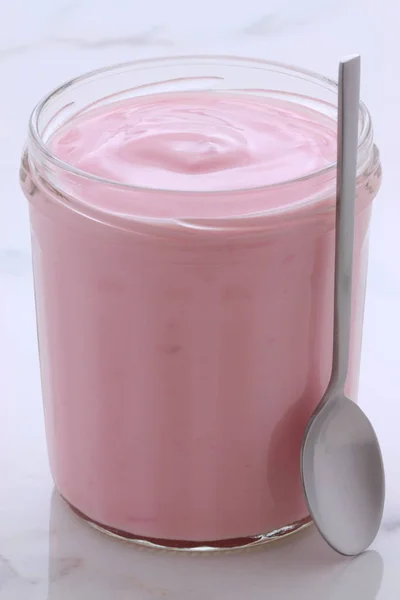 Delicioso Iogurte Estilo Creme Vintage Com Toda Fruta Misturada Interior — Fotografia de Stock