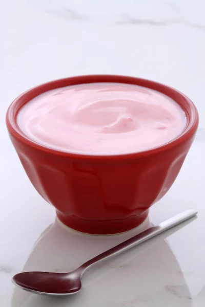 Deilig Fransk Yoghurt Med All Frukten Blandet Prosessen Vintage Italiensk – stockfoto
