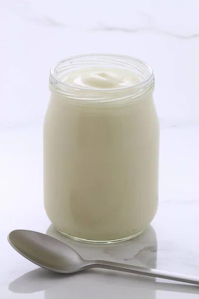 Plain french style yogurt — Stock Photo, Image