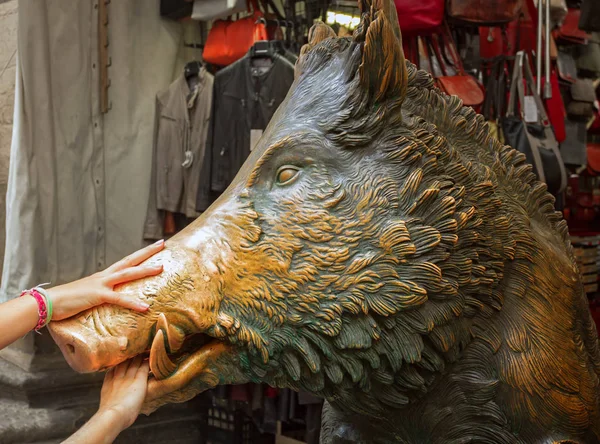 멧돼지의 Bbronze 동상 — 스톡 사진