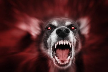 Red glowing eyed scary beast clipart