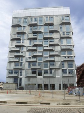 Kopenhag, Danimarka - 23 Eylül, 2017: Silo daireler Kopenhag Nordhavn alanında