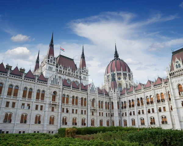 Budapest Parlamentsbyggnad Vid Dramatiskt Molnigt Väder Ungern — Stockfoto