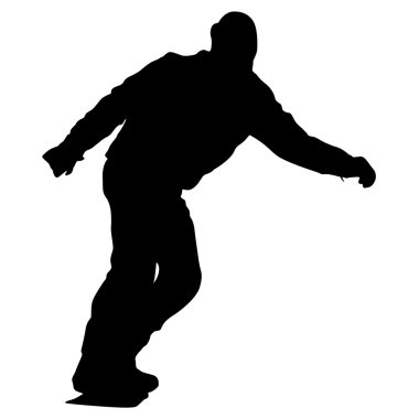 Siyah beyaz arka plan üzerinde snowboard siluetleri. Vektör Hüseyin