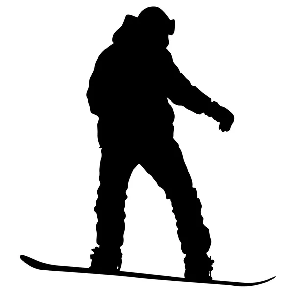 Siluetas negras snowboard sobre fondo blanco. Vector illu — Vector de stock