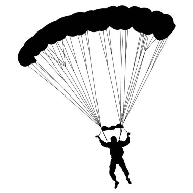 Skydiver siluetleri vektör çizim paraşütle atlama.