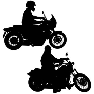 Motorcu motocross siluetleri, vektör çizim seti