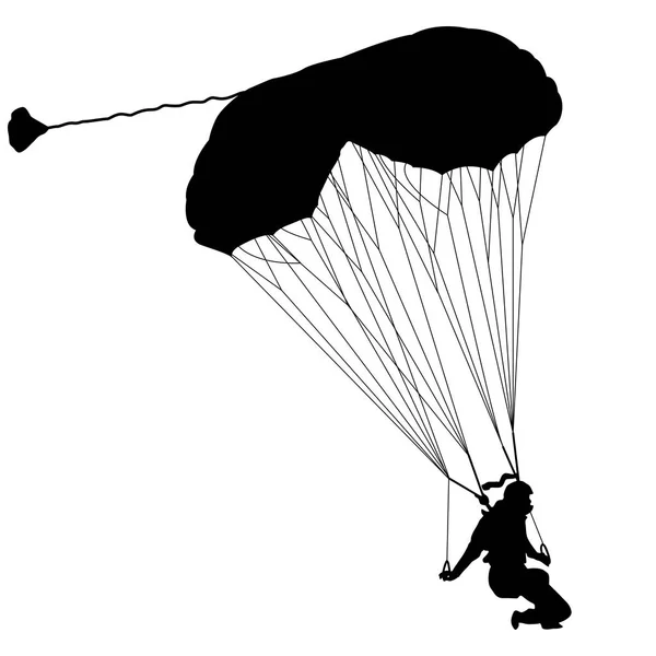 De Skydiver silhouetten parachutespringen een vectorillustratie. — Stockvector