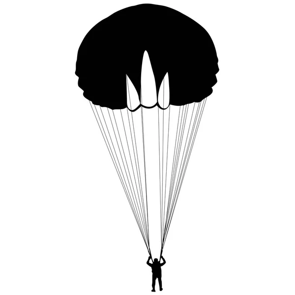 Sylwetki Skydiver spadochroniarstwo ilustracja wektorowa. — Wektor stockowy