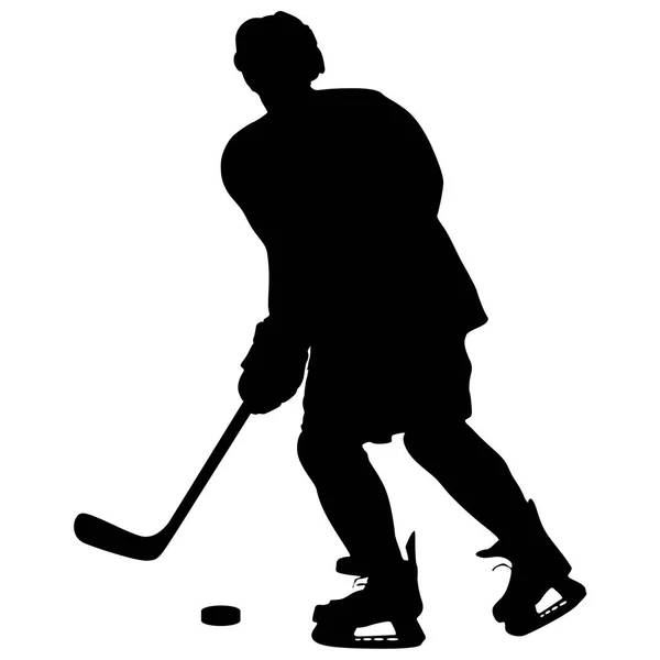 Silueta del jugador de hockey. Aislado sobre blanco. Vector ilustra — Archivo Imágenes Vectoriales