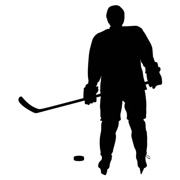 Silhouette of hockey player. Isolated on white. Vector illustra — Stock Vector
