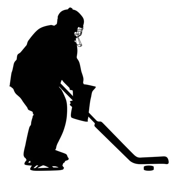 Silueta del jugador de hockey. Aislado sobre blanco. Vector ilustra — Archivo Imágenes Vectoriales