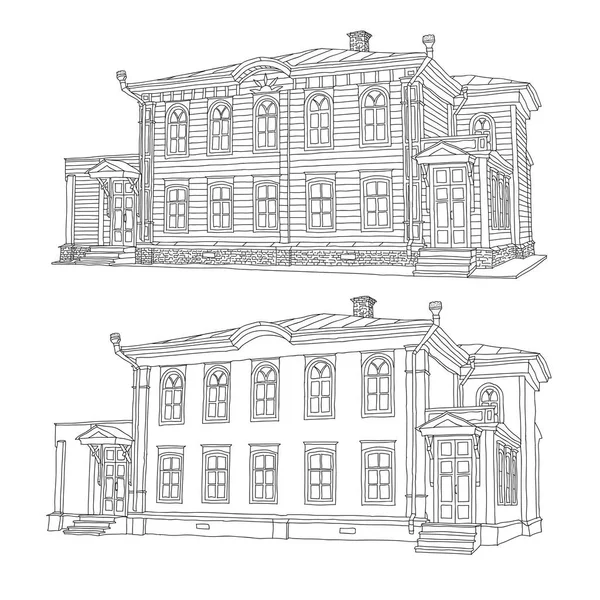 Disegno, disegno di una casa. Illustrazione vettoriale. — Vettoriale Stock