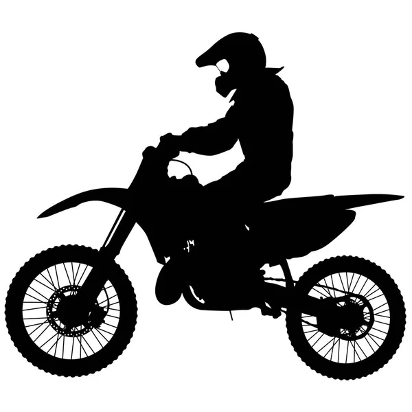 Silhouettes Rider participa en el campeonato de motocross. Ilustración vectorial — Archivo Imágenes Vectoriales