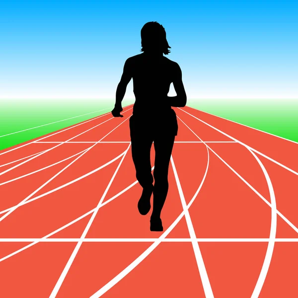 Silhouetten. Läufer im Sprint, Frauen. Vektorillustration — Stockvektor